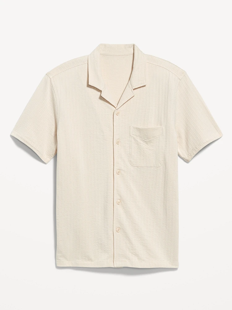 Short-Sleeve Seersucker Camp Shirt