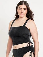Ruched Longline Shine Swim Top