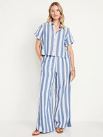 High-Waisted Crinkle Gauze Super Wide-Leg Pants