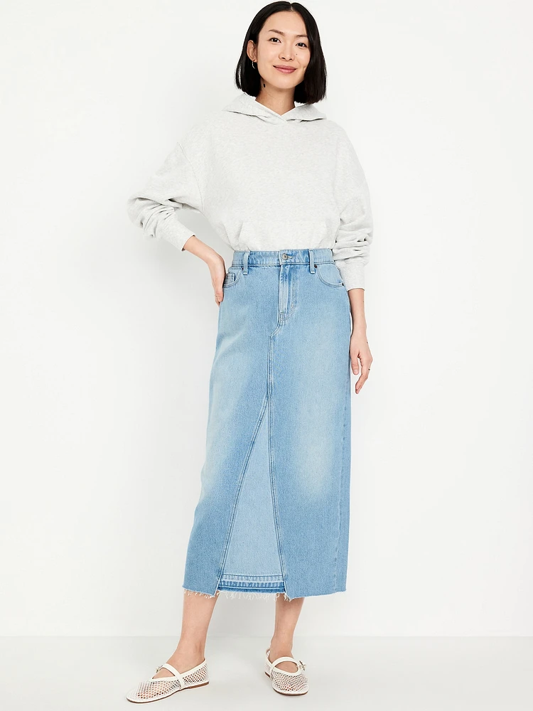 Mid-Rise Jean Maxi Skirt
