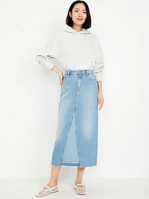 Mid-Rise Jean Maxi Skirt