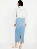 Mid-Rise Jean Maxi Skirt