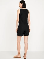 Extra High-Waisted Linen-Blend Taylor Trouser Shorts -- 5-inch inseam