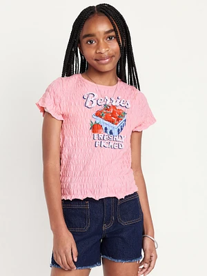 Short-Sleeve Smocked Graphic for Girls