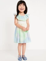 Sleeveless Ruffled Fit and Flare Dress for Toddler Girls