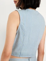 Button-Front Jean Vest