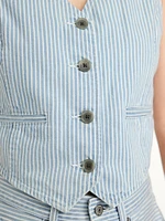 Button-Front Jean Vest