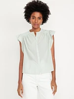 Flutter-Sleeve Button-Down Shirt