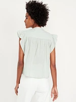 Flutter-Sleeve Button-Down Shirt