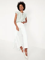 Flutter-Sleeve Button-Down Shirt