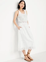 A-Line Eyelet Midi Skirt