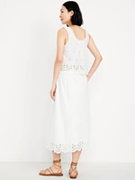 A-Line Eyelet Midi Skirt