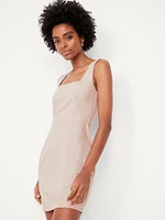Linen-Blend Mini Dress