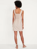 Linen-Blend Mini Dress
