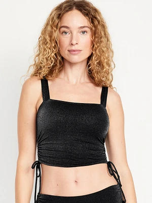 Ruched Longline Shine Swim Top