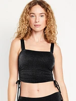 Ruched Longline Shine Swim Top