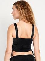 Ruched Longline Shine Swim Top