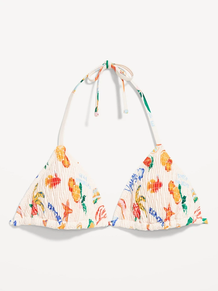 Textured Triangle String Bikini Swim Top