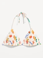 Textured Triangle String Bikini Swim Top