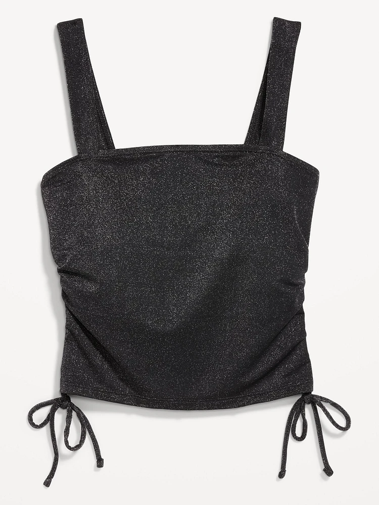 Ruched Longline Shine Swim Top
