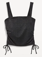 Ruched Longline Shine Swim Top