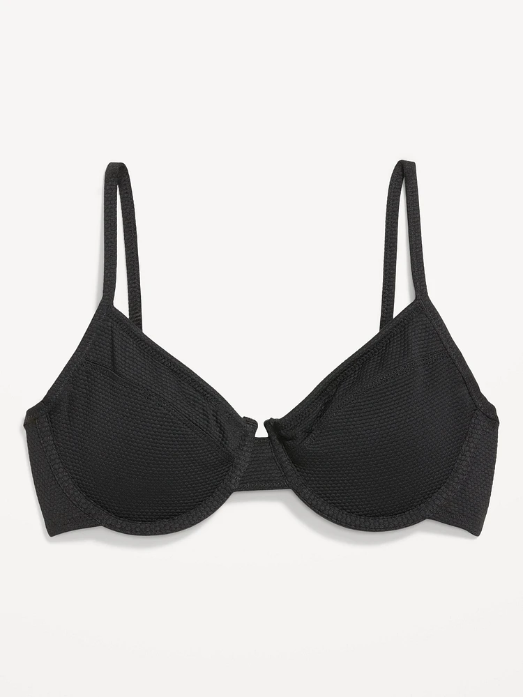 Textured Underwire Balconette Swim Top