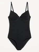 Textured One-Piece Balconette Swimsuit