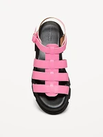 Chunky Faux-Leather Fisherman Sandals for Girls