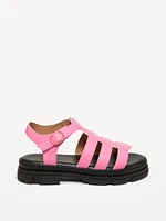 Chunky Faux-Leather Fisherman Sandals for Girls