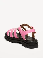 Chunky Faux-Leather Fisherman Sandals for Girls