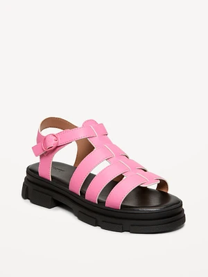 Chunky Faux-Leather Fisherman Sandals for Girls