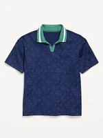 Short-Sleeve Textured-Knit Collared Shirt for Boys