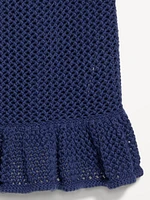 Sleeveless Open-Stitch Peplum Sweater
