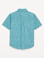 Printed Short-Sleeve Poplin Pocket Shirt for Boys