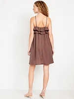Ruffle-Trim Satin Mini Dress