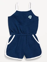 Sleeveless Textured-Knit Romper for Toddler Girls