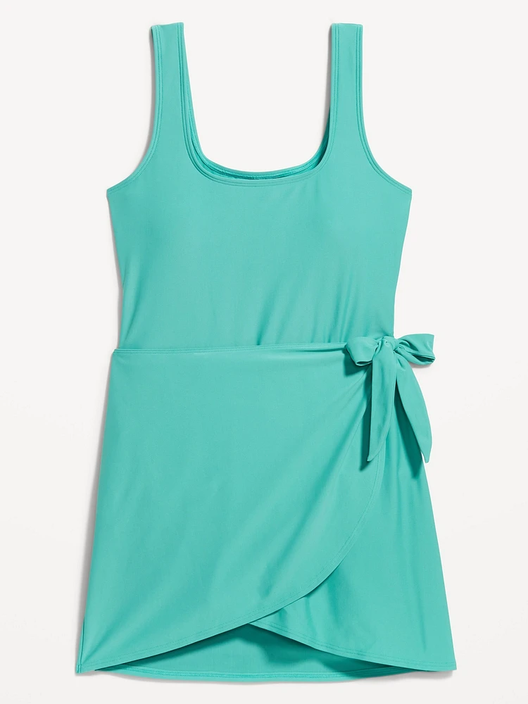 Matte Side-Tie Swim Dress