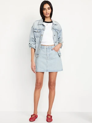 Mid-Rise Wow Jean Mini Skirt