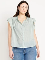 Flutter-Sleeve Button-Down Shirt