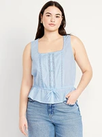 Tie-Waist Lace-Trim Top