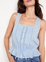 Tie-Waist Lace-Trim Top