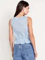 Tie-Waist Lace-Trim Top