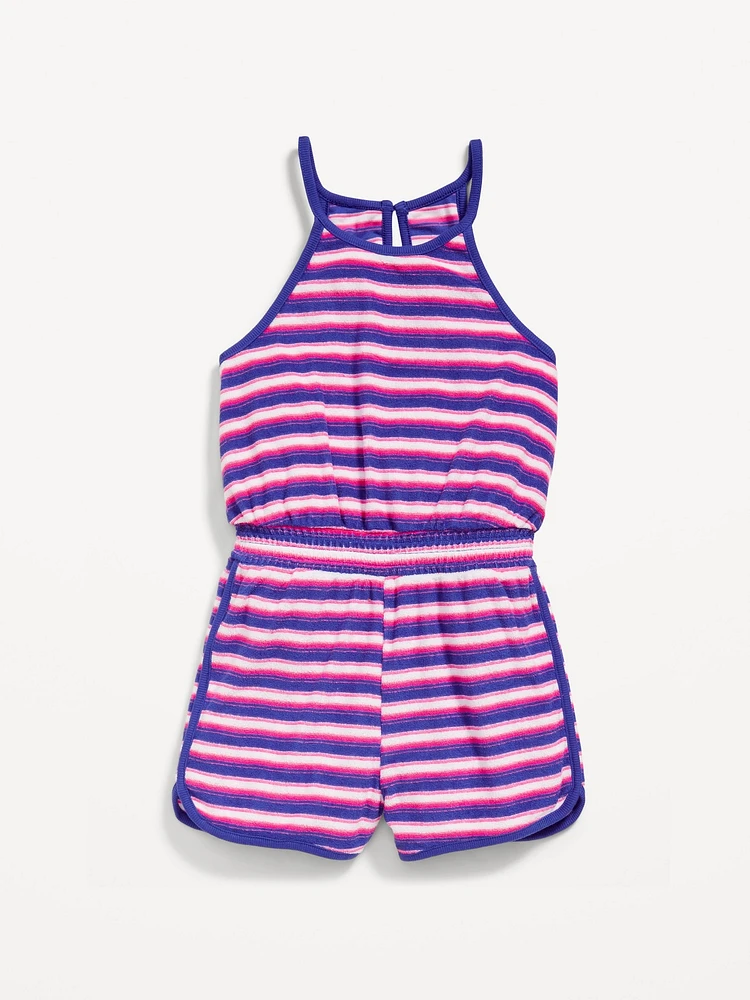 Waist-Defined Terry Romper for Girls
