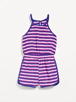 Waist-Defined Terry Romper for Girls