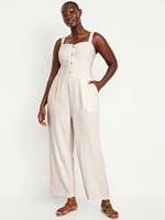 Button-Front Cami Jumpsuit