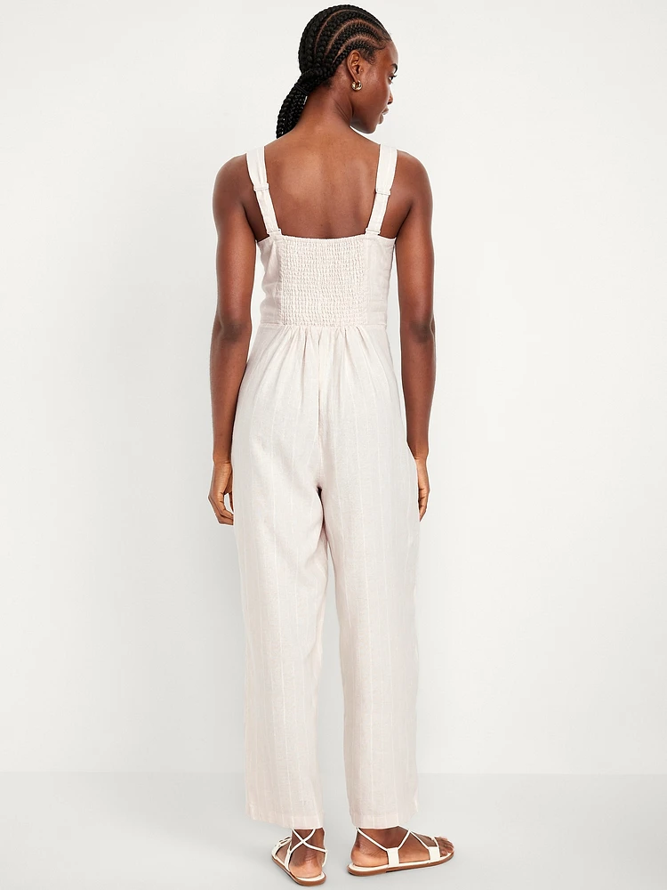 Button-Front Cami Jumpsuit