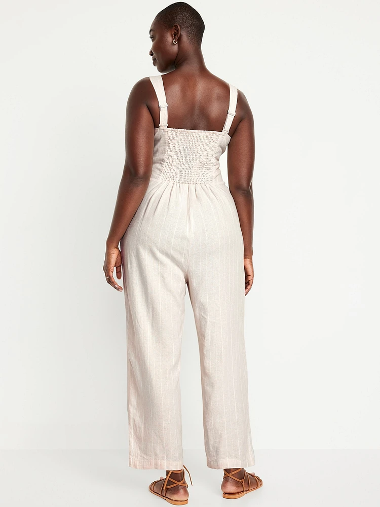 Button-Front Cami Jumpsuit