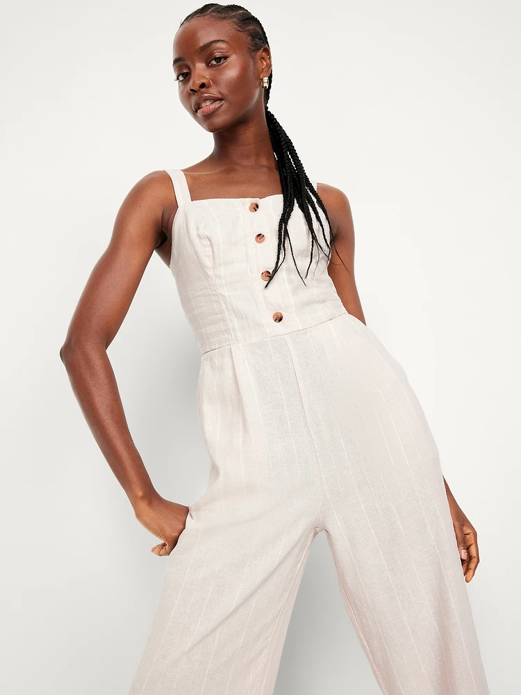Button-Front Cami Jumpsuit