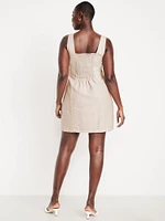 Linen-Blend Mini Dress