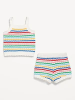 Crochet-Knit Cami Top and Shorts Set for Baby